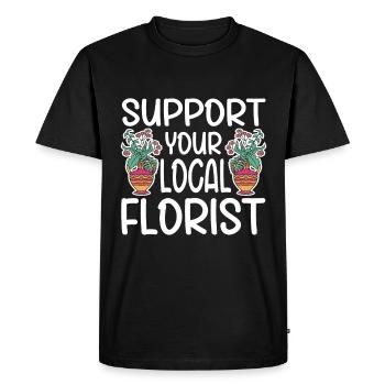 Fleuriste Fleur Florale Fleuristerie - T-shirt Premium bio Homme - noir - Devant - Nico (187cm)