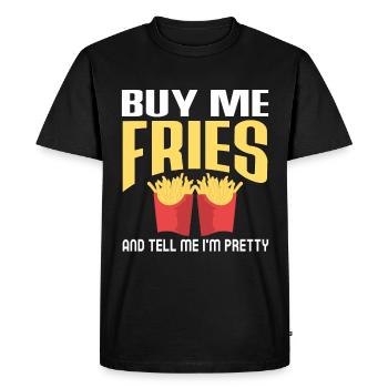 French Fries Food Pun Potato - Men's Premium Organic T-Shirt - black - Front - Nico (187cm)