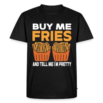 French Fries Food Pun Potato - Men's Premium Organic T-Shirt - black - Front - Nico (187cm)