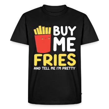 French Fries Food Pun Potato - Men's Premium Organic T-Shirt - black - Front - Nico (187cm)