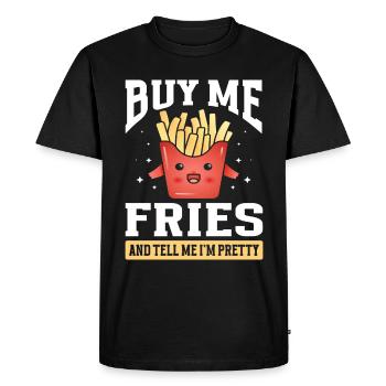 French Fries Food Pun Potato - Men's Premium Organic T-Shirt - black - Front - Nico (187cm)