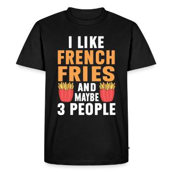 French Fries Food Pun Potato - Men's Premium Organic T-Shirt - black - Front - Nico (187cm)