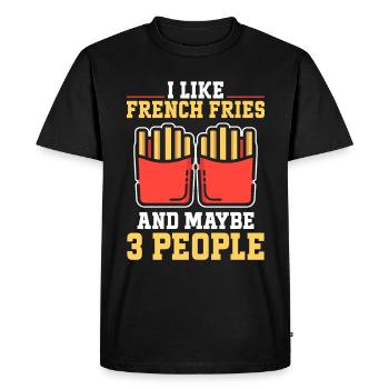 French Fries Food Pun Potato - Men's Premium Organic T-Shirt - black - Front - Nico (187cm)
