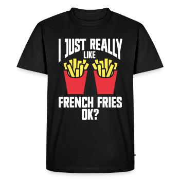 French Fries Food Pun Potato - Men's Premium Organic T-Shirt - black - Front - Nico (187cm)