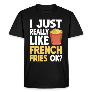 French Fries Food Pun Potato - Men's Premium Organic T-Shirt - black - Front - Nico (187cm)