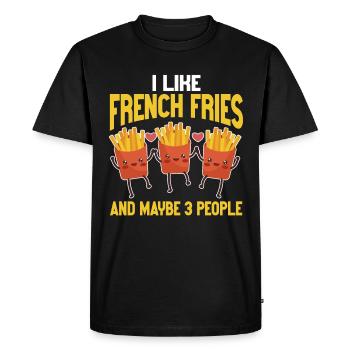 French Fries Food Pun Potato - Men's Premium Organic T-Shirt - black - Front - Nico (187cm)