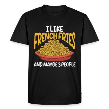 French Fries Food Pun Potato - Men's Premium Organic T-Shirt - black - Front - Nico (187cm)