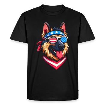 German Shepherd American Flag - Men's Premium Organic T-Shirt - black - Front - Nico (187cm)