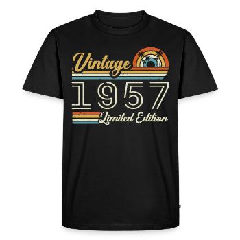 Anniversaire 68 Ans | Millésime 1957 Cadeau 1957 - T-shirt Premium bio Homme - noir - Devant - Nico (187cm)