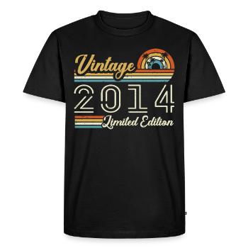 11 Year Anniversary | Vintage 2014 Gift 2014 - Men's Premium Organic T-Shirt - black - Front - Nico (187cm)