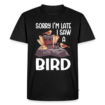 Observation des oiseaux Mignon Amoureux des oiseaux - T-shirt Premium bio Homme - noir - Devant - Nico (187cm)