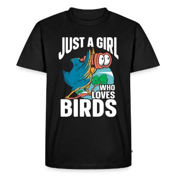 Observation des oiseaux Mignon Amoureux des oiseaux - T-shirt Premium bio Homme - noir - Devant - Nico (187cm)