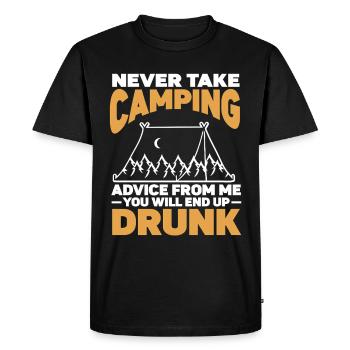 Camping Campfire Camper - Men's Premium Organic T-Shirt - black - Front - Nico (187cm)