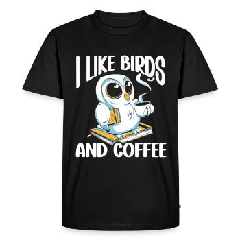 Observation des oiseaux Mignon Amoureux des oiseaux - T-shirt Premium bio Homme - noir - Devant - Nico (187cm)