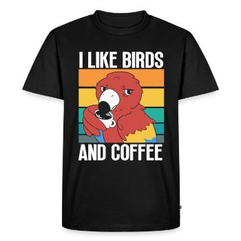 Observation des oiseaux Mignon Amoureux des oiseaux - T-shirt Premium bio Homme - noir - Devant - Nico (187cm)