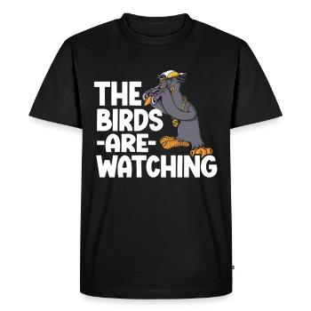 Observation des oiseaux Mignon Amoureux des oiseaux - T-shirt Premium bio Homme - noir - Devant - Nico (187cm)