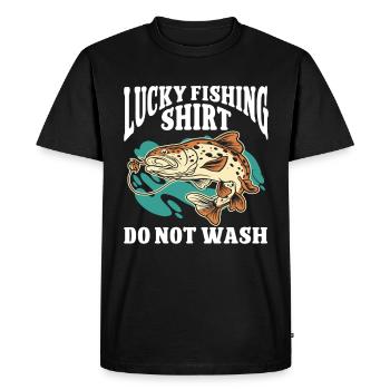 Conception de pêche Fish Lover Fisherman - T-shirt Premium bio Homme - noir - Devant - Nico (187cm)