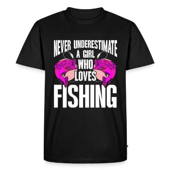 Conception de pêche Fish Lover Fisherman - T-shirt Premium bio Homme - noir - Devant - Nico (187cm)