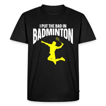 Joueur de badminton - T-shirt Premium bio Homme - noir - Devant - Nico (187cm)