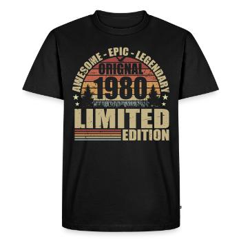 1980 Anniversaire 1980 tenue vintage 1980 Chemise - T-shirt Premium bio Homme - noir - Devant - Nico (187cm)