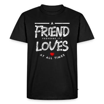Verset biblique de l'amitié - T-shirt Premium bio Homme - noir - Devant - Nico (187cm)