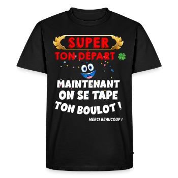 Cadeau Humour Collègue Départ Homme Et Femme - T-shirt Premium bio Homme - noir - Devant - Nico (187cm)