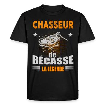 Chasseur de bécasse La Légende Humour Homme - T-shirt Premium bio Homme - noir - Devant - Nico (187cm)