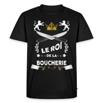 Roi De la Boucherie Métier Boucher Humour - T-shirt Premium bio Homme - noir - Devant - Nico (187cm)