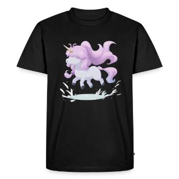Plaisir de l’eau avec une licorne: le saut dans le plaisir - T-shirt Premium bio Homme - noir - Devant - Nico (187cm)