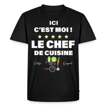 Tablier Ici C'est Moi Le chef Cadeau Homme - T-shirt Premium bio Homme - noir - Devant - Nico (187cm)