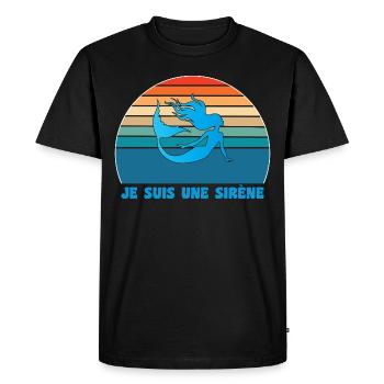 Humour petite sirène - T-shirt Premium bio Homme - noir - Devant - Nico (187cm)