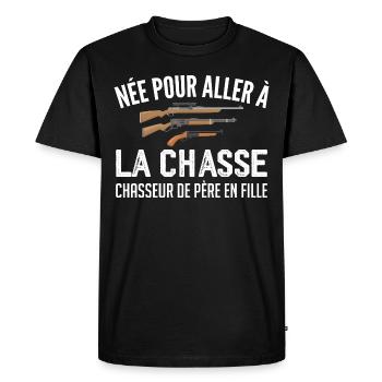 chasseur née pour aller à la chasse père et fille - T-shirt Premium bio Homme - noir - Devant - Nico (187cm)