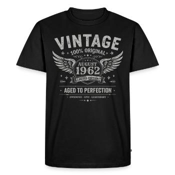 Born in August 1962, built August 1962 - August 1962 - Men's Premium Organic T-Shirt - black - Front - Nico (187cm)