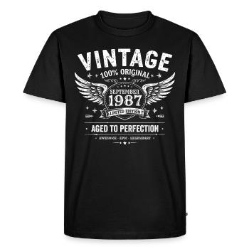 Born in September 1987 - Men's Premium Organic T-Shirt - black - Front - Nico (187cm)