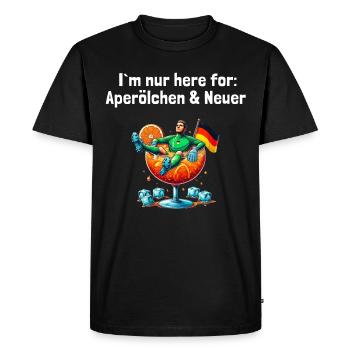 I'm nur here for: Lustiger Denglischer EM-Humor - Männer Premium Bio T-Shirt - Schwarz - Vorne - Nico (187cm)