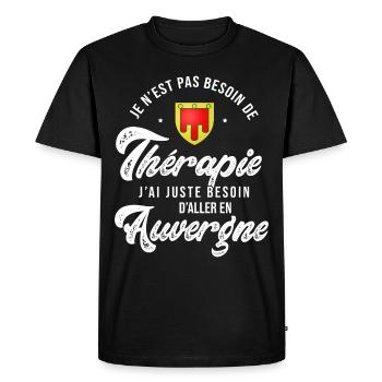 Auvergne thérapie Humour Auvergnat - T-shirt Premium bio Homme - noir - Devant - Nico (187cm)