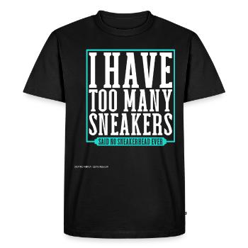 On n’a jamais trop de chaussures - Sneakerhead - T-shirt Premium bio Homme - noir - Devant - Nico (187cm)