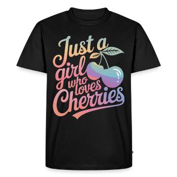 Cherries Cherries Fruits Food - Men's Premium Organic T-Shirt - black - Front - Nico (187cm)