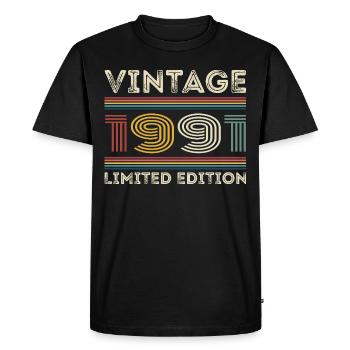 1991 Anniversaire 1991 Retro 1991 Cadeau 1991 - T-shirt Premium bio Homme - noir - Devant - Nico (187cm)