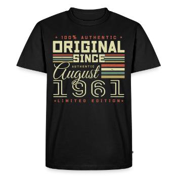 August 1961 Retro August 1961 August 1961 Jubiläum - Männer Premium Bio T-Shirt - Schwarz - Vorne - Nico (187cm)