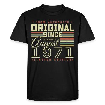 Août 1971 Retro Août 1971 Août 1971 Anniversaire - T-shirt Premium bio Homme - noir - Devant - Nico (187cm)
