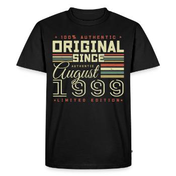 Août 1999 Retro Août 1999 Août 1999 Anniversaire - T-shirt Premium bio Homme - noir - Devant - Nico (187cm)