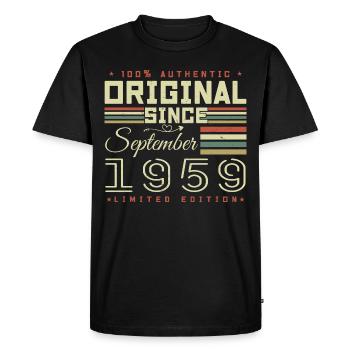 September 1959 September 66th Anniversary Limited Edition - Men's Premium Organic T-Shirt - black - Front - Nico (187cm)
