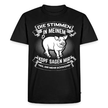 Va chercher plus de cochons! Agriculture Paysan Acker - T-shirt Premium bio Homme - noir - Devant - Nico (187cm)