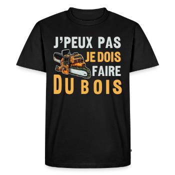 J'peux pas je dois Faire Du Bois,papa forestier - T-shirt Premium bio Homme - noir - Devant - Nico (187cm)