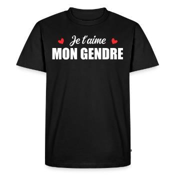Je t'aime mon gendre - T-shirt Premium bio Homme - noir - Devant - Nico (187cm)