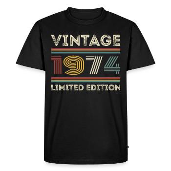 1974 Anniversaire 1974 Retro 1974 Cadeau 1974 - T-shirt Premium bio Homme - noir - Devant - Nico (187cm)