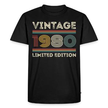 1980 Anniversaire 1980 Retro 1980 Cadeau 1980 - T-shirt Premium bio Homme - noir - Devant - Nico (187cm)