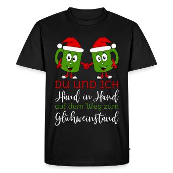 Glühwein Tassen Du und Ich Hand in Hand rot grün - Männer Premium Bio T-Shirt - Schwarz - Vorne - Nico (187cm)