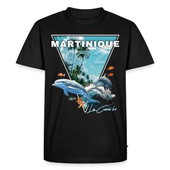 Martinique Caraibes 972 Fonds Marins Dauphin - T-shirt Premium bio Homme - noir - Devant - Nico (187cm)